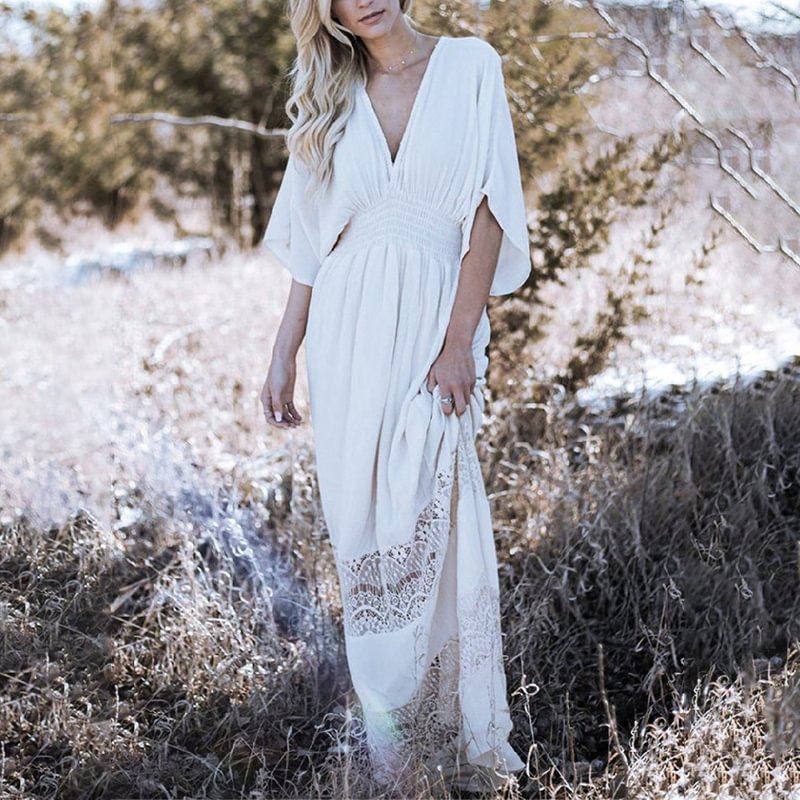 Simi Beach White Cotton Ruffle Dress MusePointer