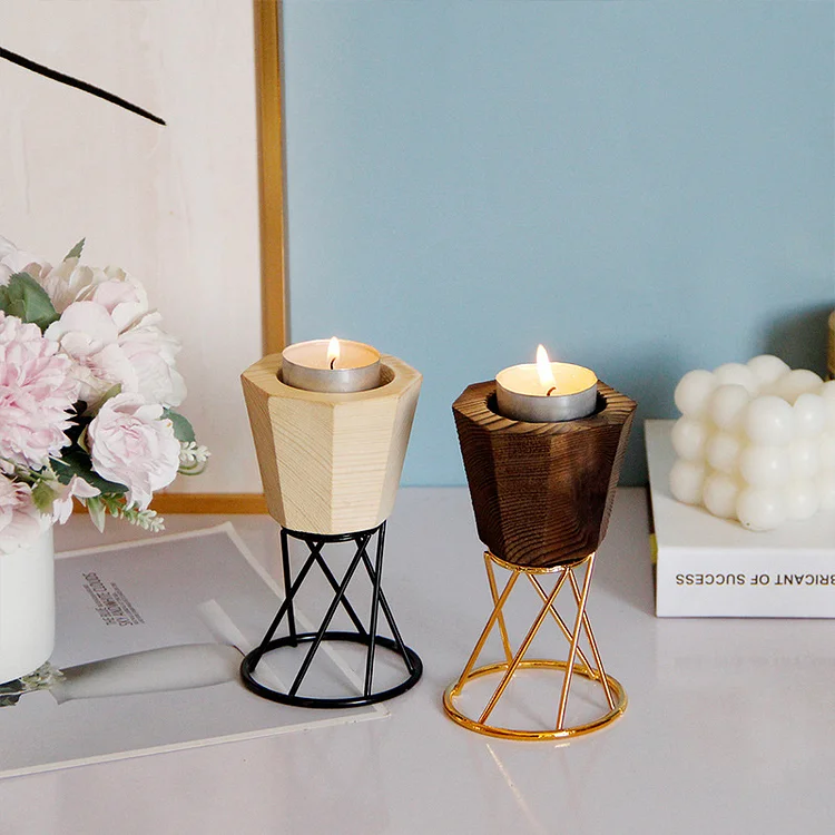 Modern Wood Candlestick