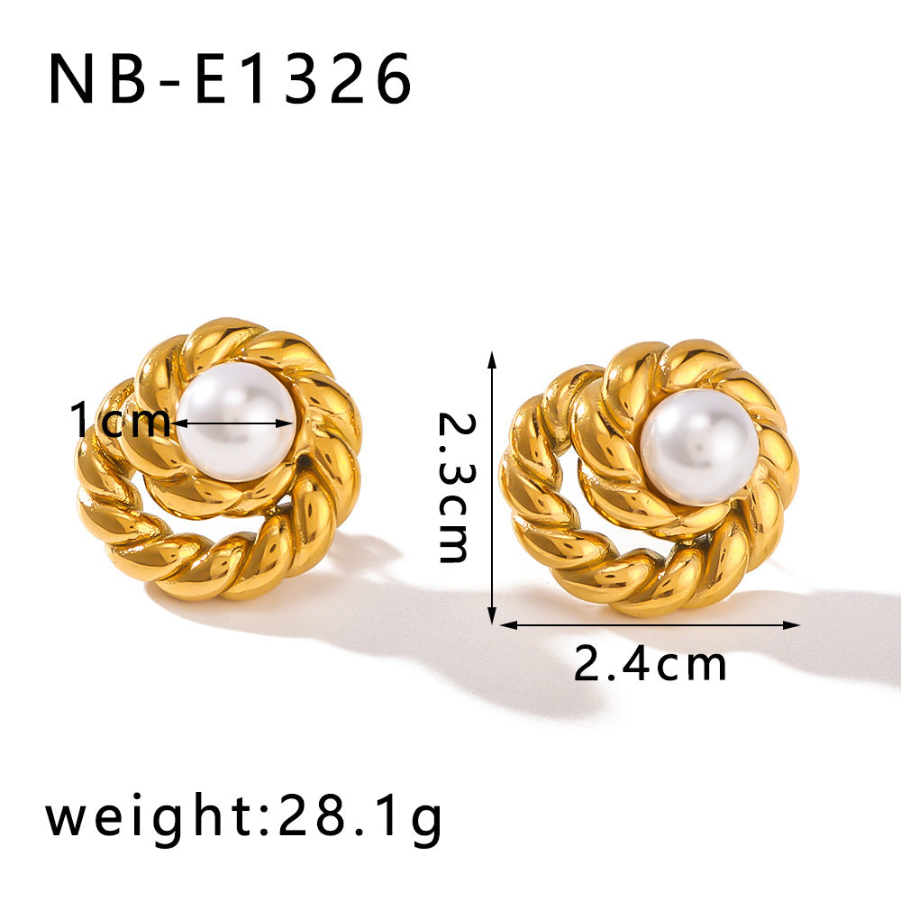 IG Style Round Geometric Stainless Steel Electroplating Earrings