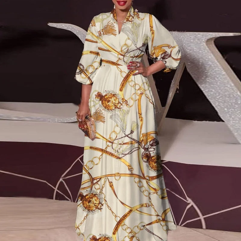 VONDA Women Summer Party Maxi Dress 2022 Retro Leopard Printed Oversize Sundress Sexy Lantern Sleeve Bohemian Beach Long Vestido