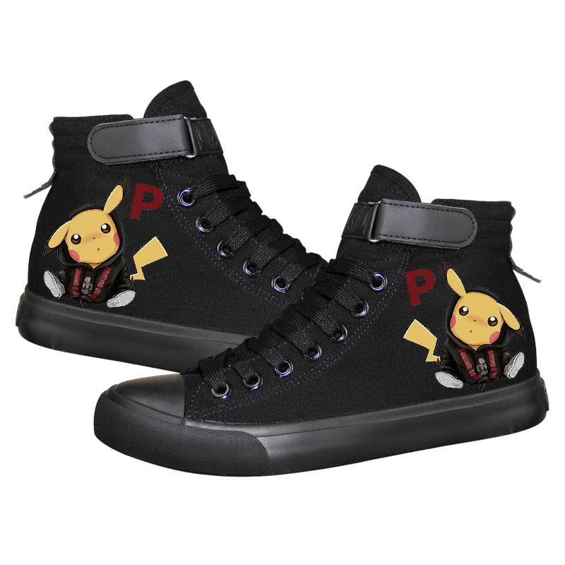 Mayoulove Anime Pocket Monster Pokemon Go Pikachu High Tops Casual Canvas Shoes Unisex Sneakers-Mayoulove