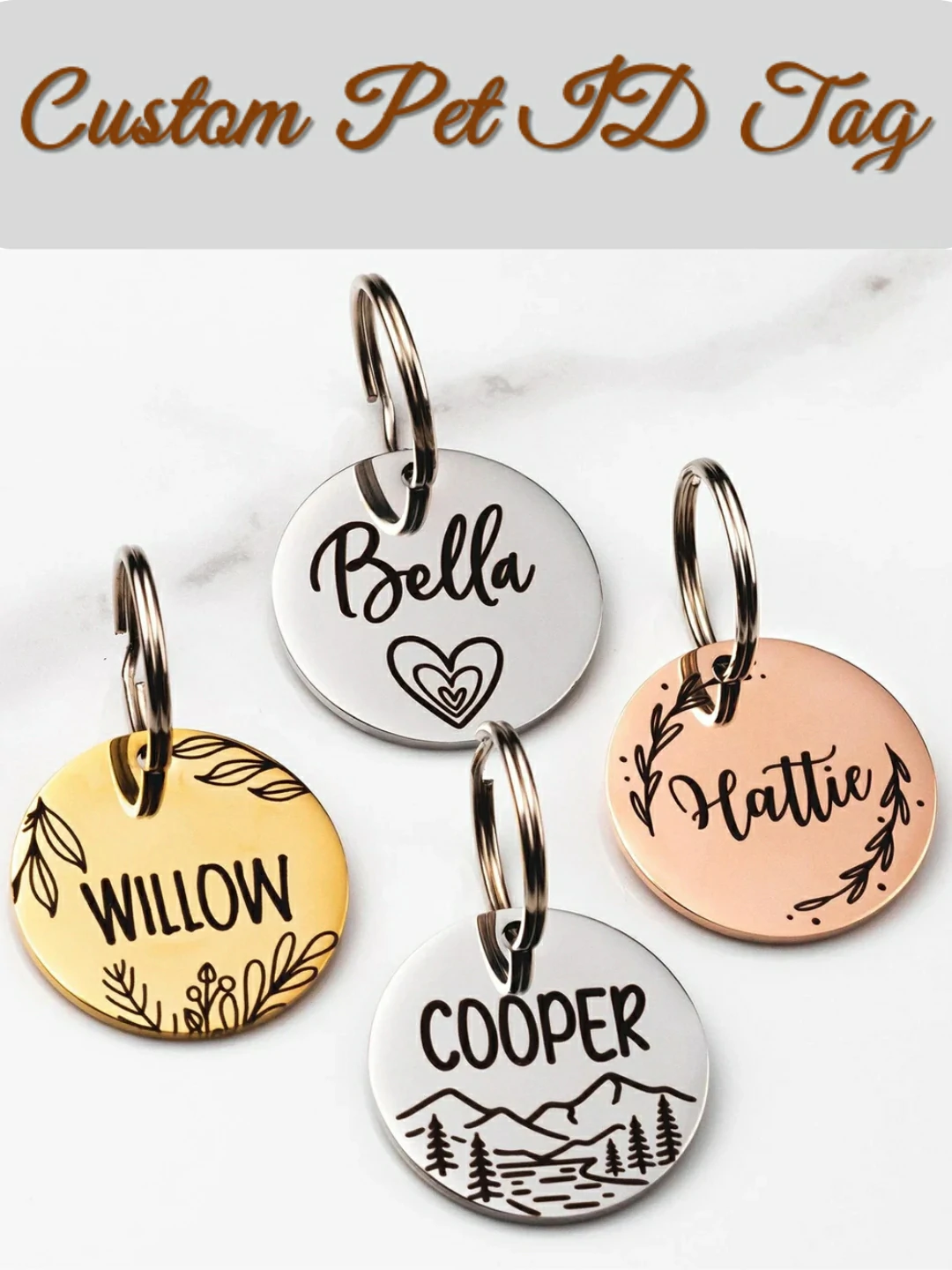 lookipet High-Quality Alloy ID card custom pet ID tags