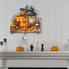 Wooden Special Shape Pumpkins And Lantern 3 Hooks Diamond Painting Hook Rail