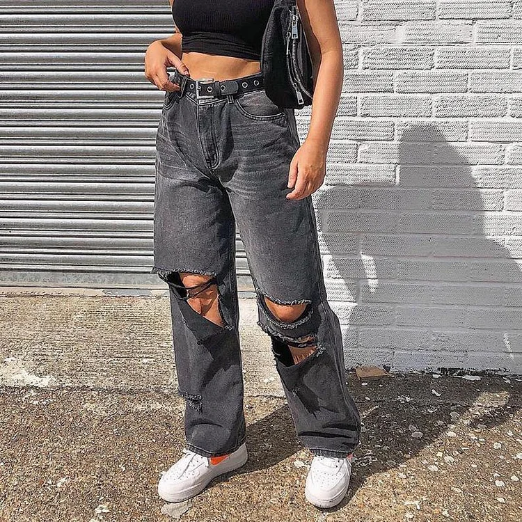 Fashionable Casual Ripped Loose Jeans