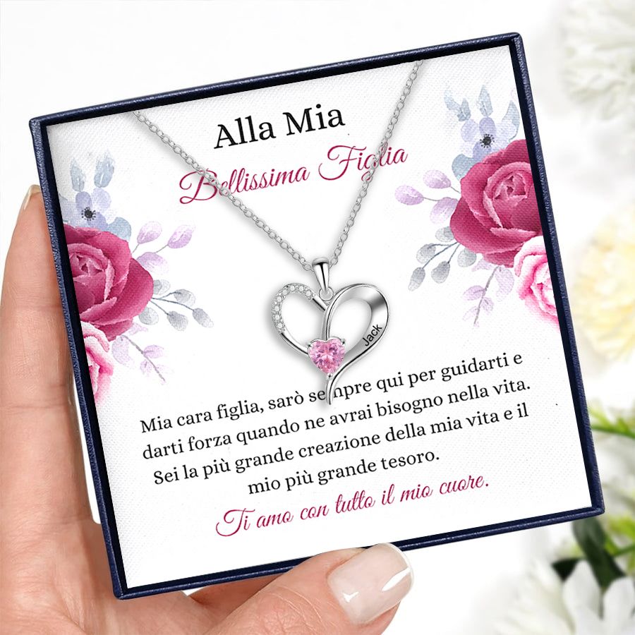 LATRAT Collana con ciondolo a fora di cuore con strass di unicorno