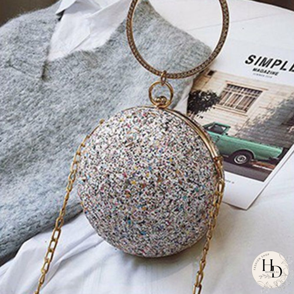 Pink Fashion Patchwork Round Crossbody Bag