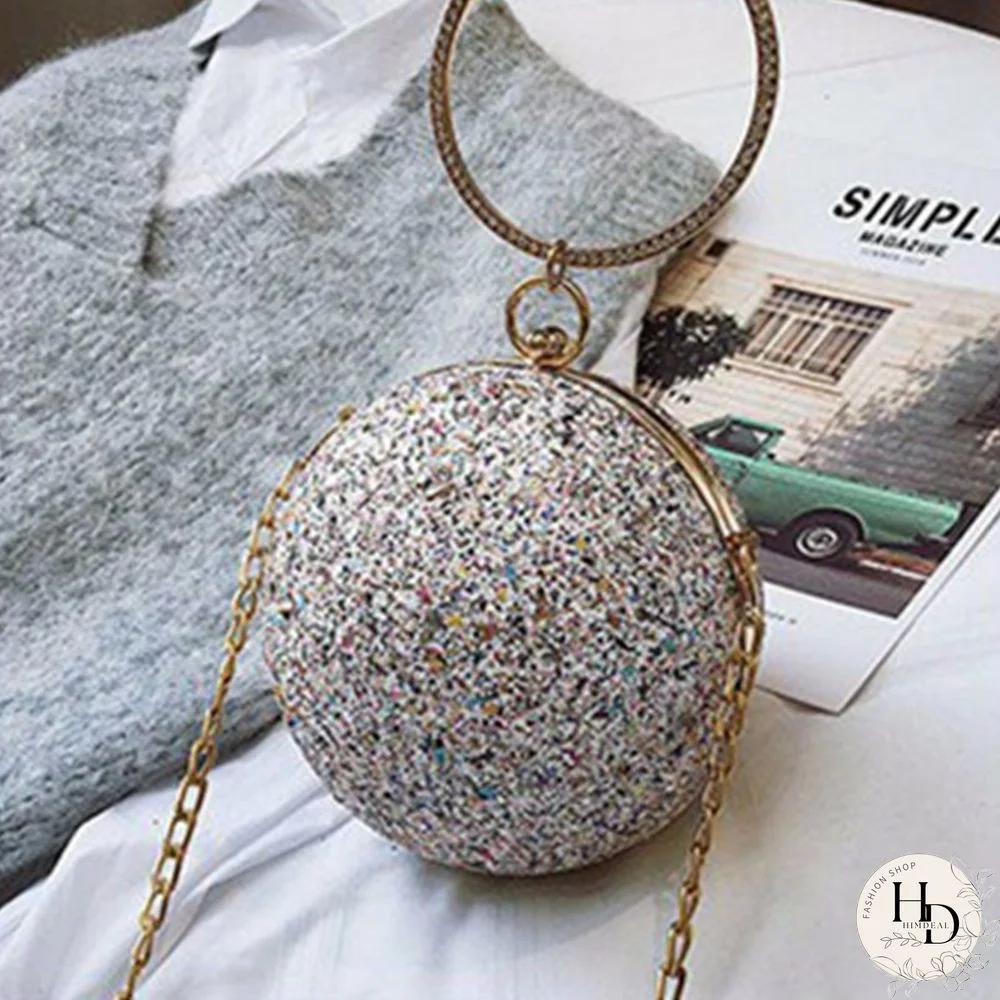 Pink Fashion Patchwork Round Crossbody Bag