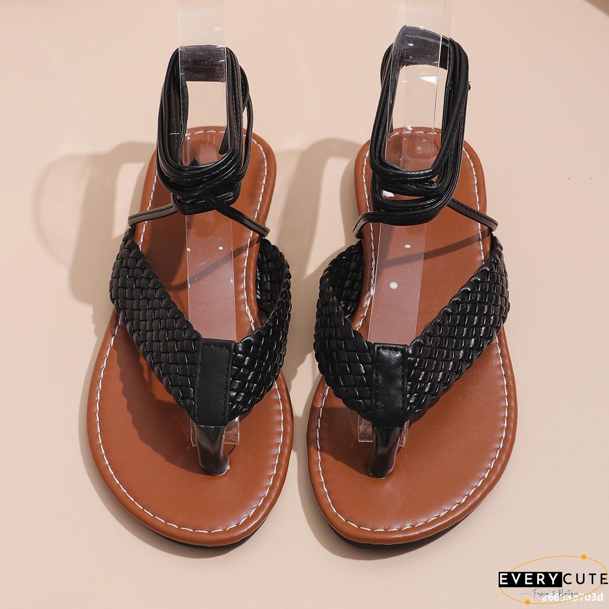 Women Roman summer flat cross Lace-Up hollow sandals