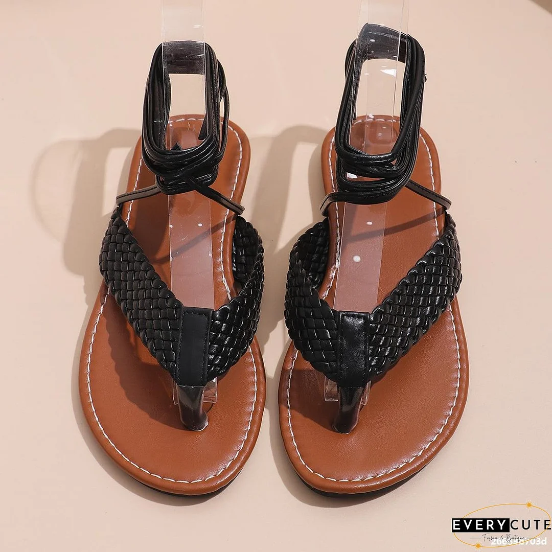 Women Roman summer flat cross Lace-Up hollow sandals