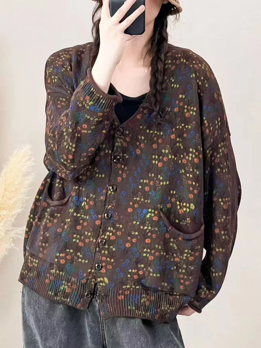 Chicfifth Sweater Women Winter Long Sleeve High Quality Autumn Vintage Top Knitted Cardigan