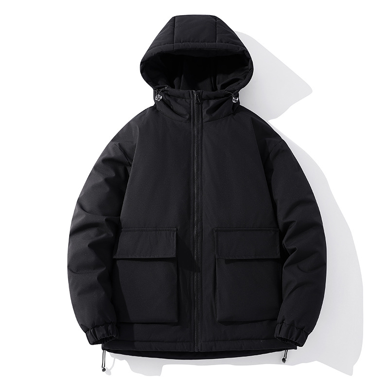 Klilasyofee Youthful and Trendy Men's Full Zipper Solid Color Sports Outdoor Daily Retro Casual Autumn and Winter Hoodie Cotton Jacket