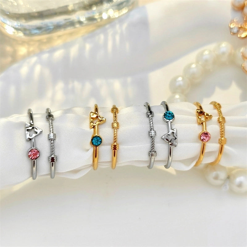 Elegant Streetwear Geometric 304 Stainless Steel Plating Open Rings