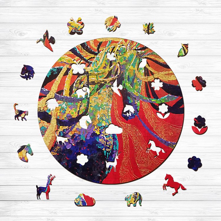 Sunnypuzzle™-（NEW）Oil on horse 9 WOODEN PUZZLE