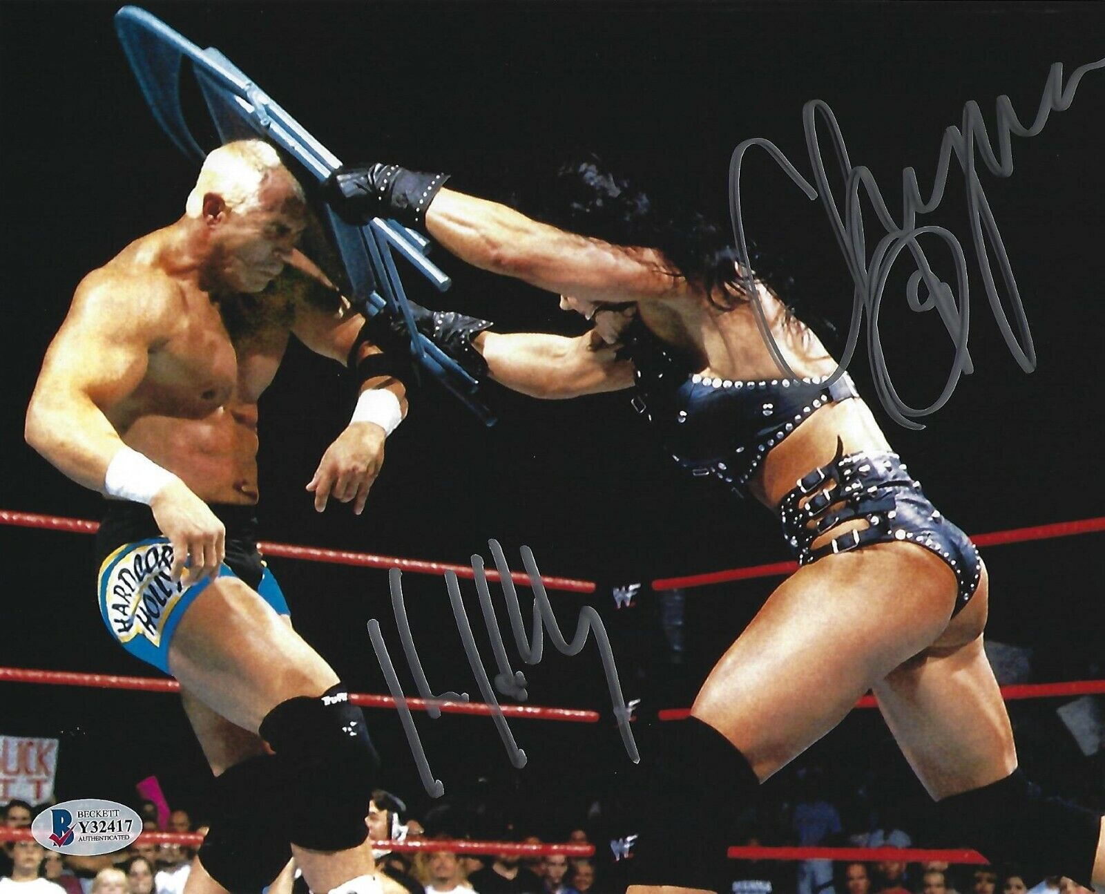 Chyna & Hardcore Bob Holly Signed WWE 8x10 Photo Poster painting BAS COA DX Picture Autograph