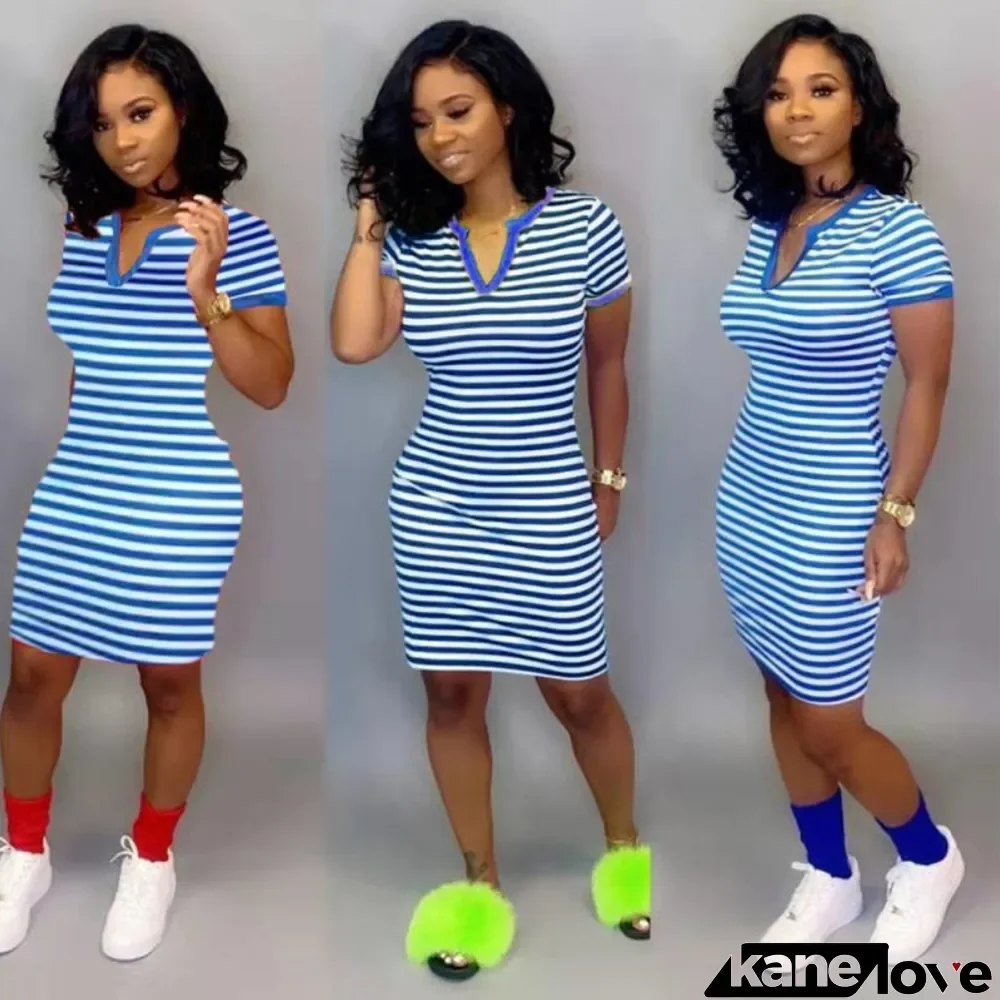 Stripped Tight Summer Shirt Dress
