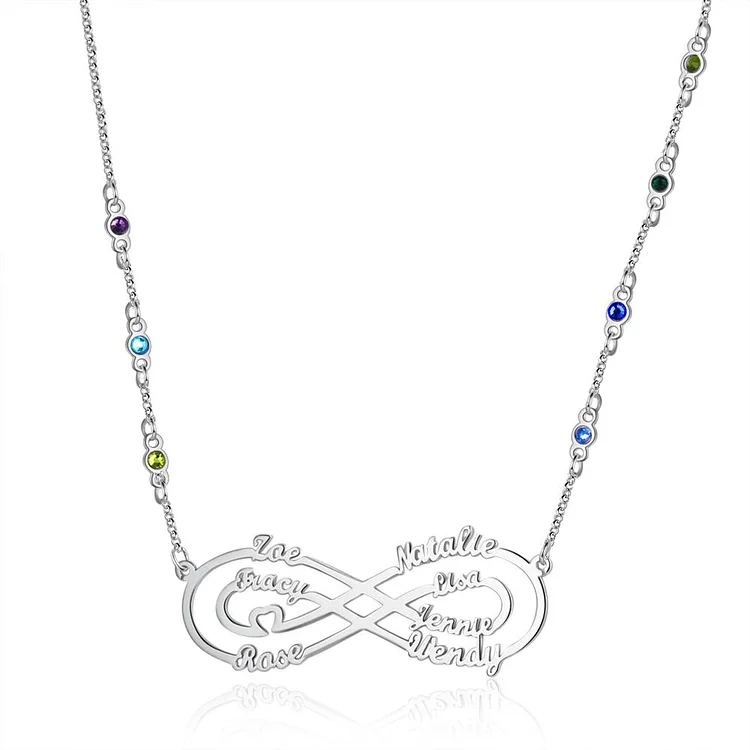 Collier Forever Love Infini 7 Prénoms 7 pierre de naissance Pour Elle