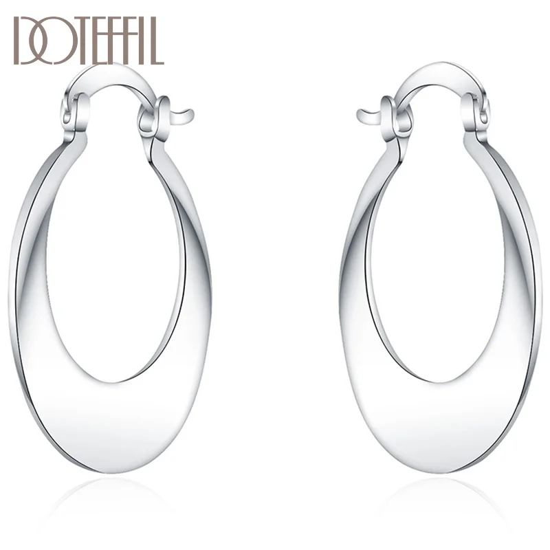 DOTEFFIL Moon Earrings Minimalist Geometric Shape 925 Sterling Silver For Women Jewelry