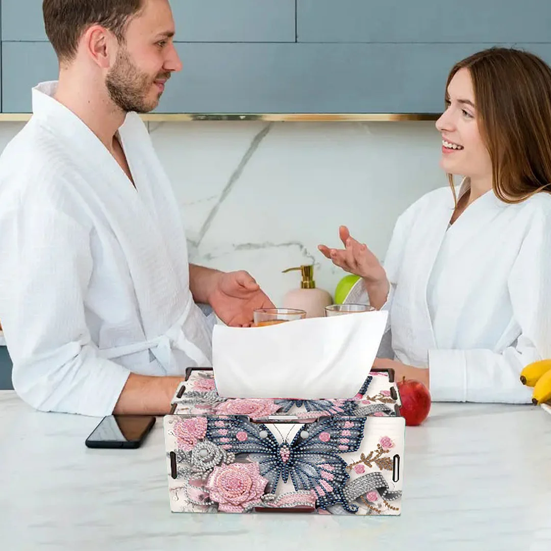 Flower Butterfly DIY Diamond Art Paper Towel Holder for Home and Office Decor