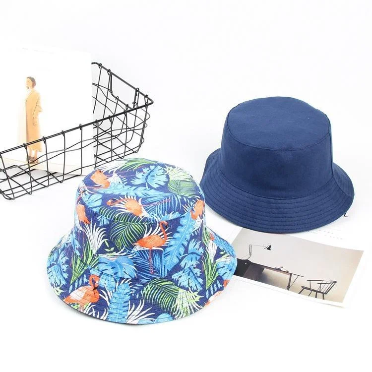 Unisex Flamingo Sun Hat Double-Side-Wear Travel UV Protection Bucket Hat