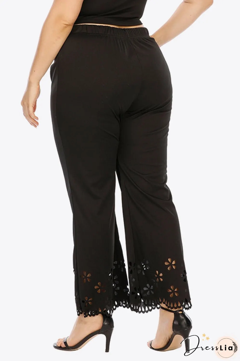 Plus Size Openwork Elastic Waist Pants