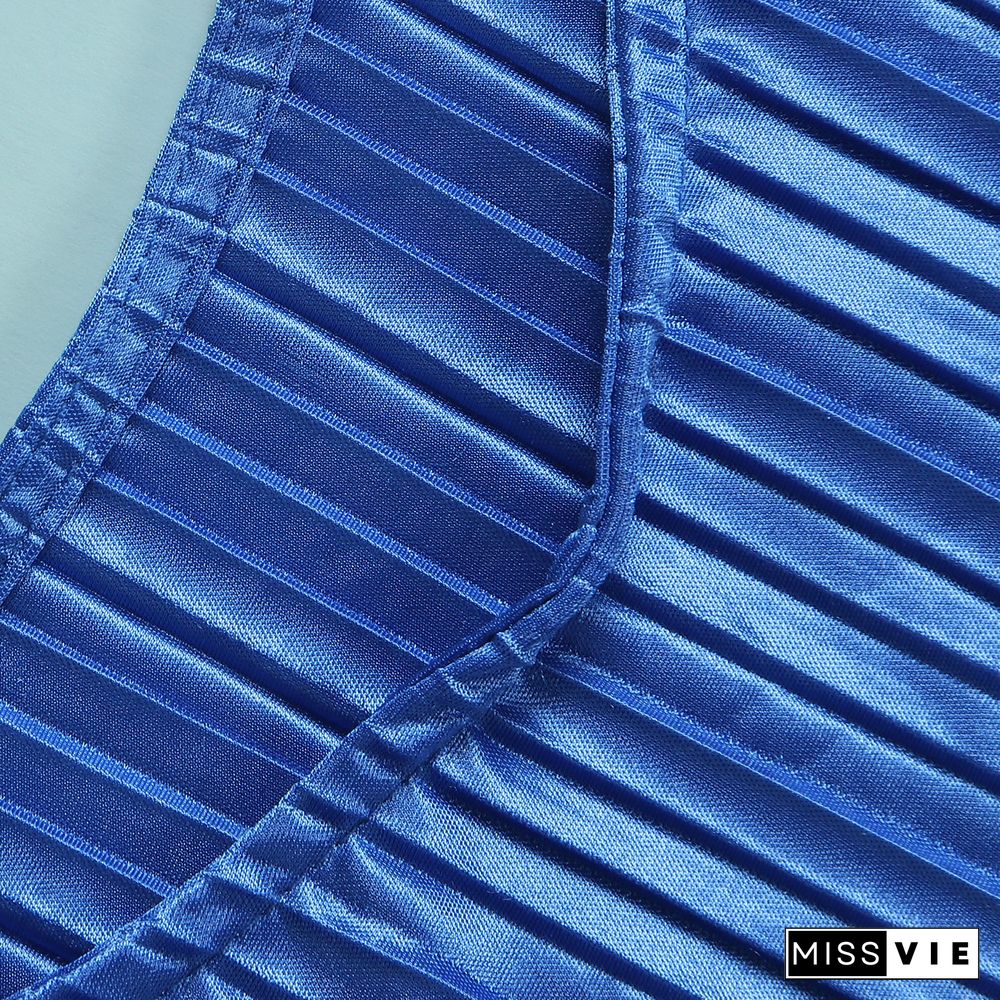 Pleated Loose Blouse Crop Top Wide Leg Pants Outfits