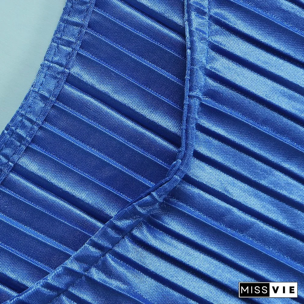 Pleated Loose Blouse Crop Top Wide Leg Pants Outfits