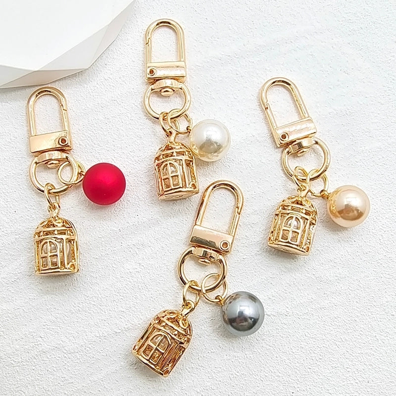 5 Pieces Ig Style Minimalist Bird Cage Synthetic Resin Alloy Bag Pendant Keychain