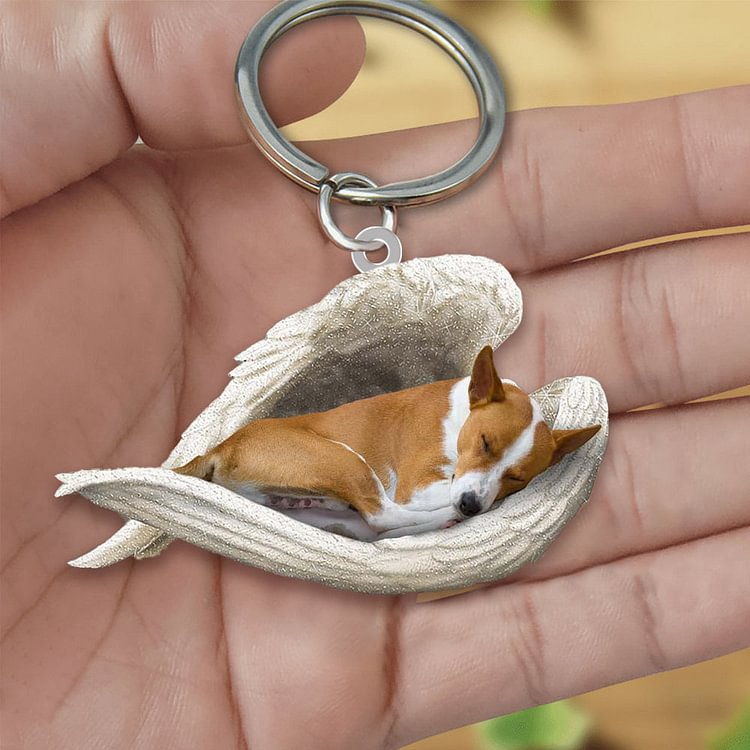 Basenji Sleeping Angel Acrylic Keychain