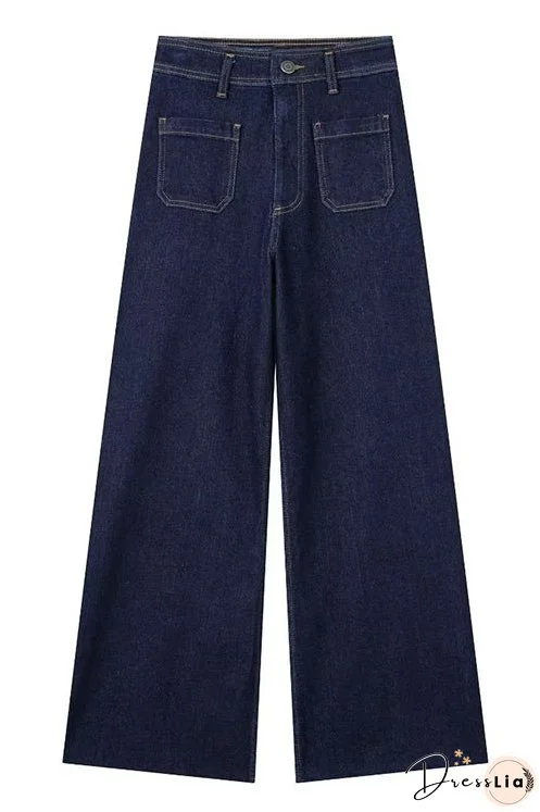 Meridress Straight Leg High Waist Pocketed Jeans