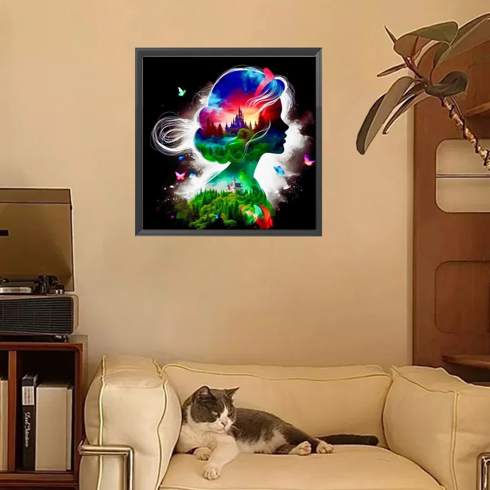 Diamond Painting - Full Square Drill - Princess Forest Silhouette(Canvas|35*35cm)