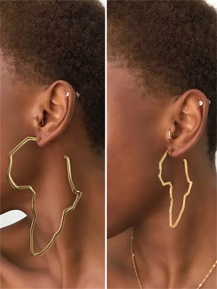VChics Africa Map Earrings Charmed Hoop Earrings