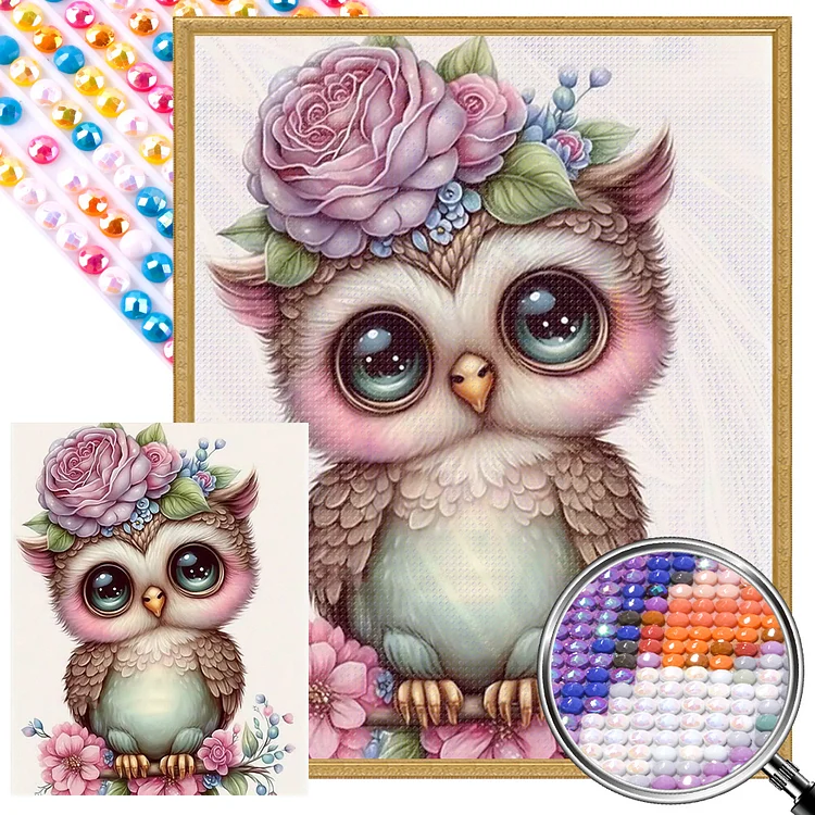 Cute Owl 40*50CM (Canvas) Full AB Round Drill Diamond Painting gbfke