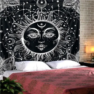India Mandala Tapestry Macrame Wall Hanging Psychedelic Hippie Boho Decor Tarot Witchcraft Wall Tapestry Carpet Table Cloth Yoga