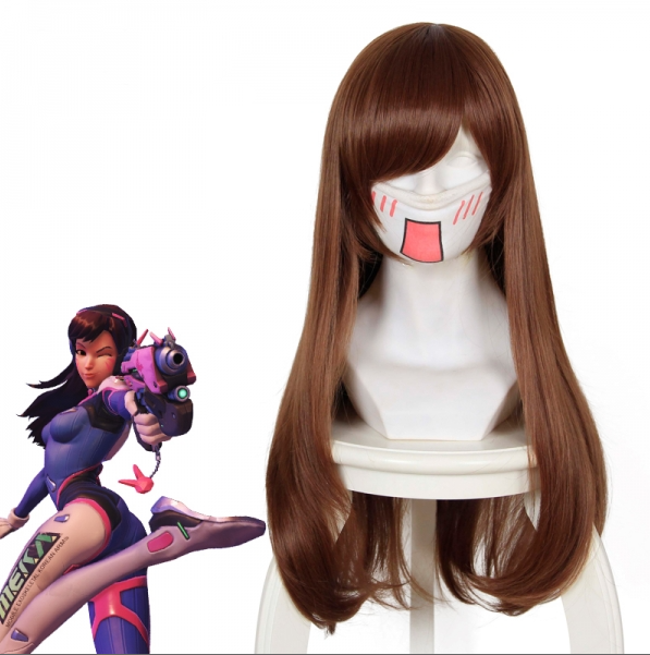 dva hana song cosplay wig overwatch ow cosplay wig brown long hair