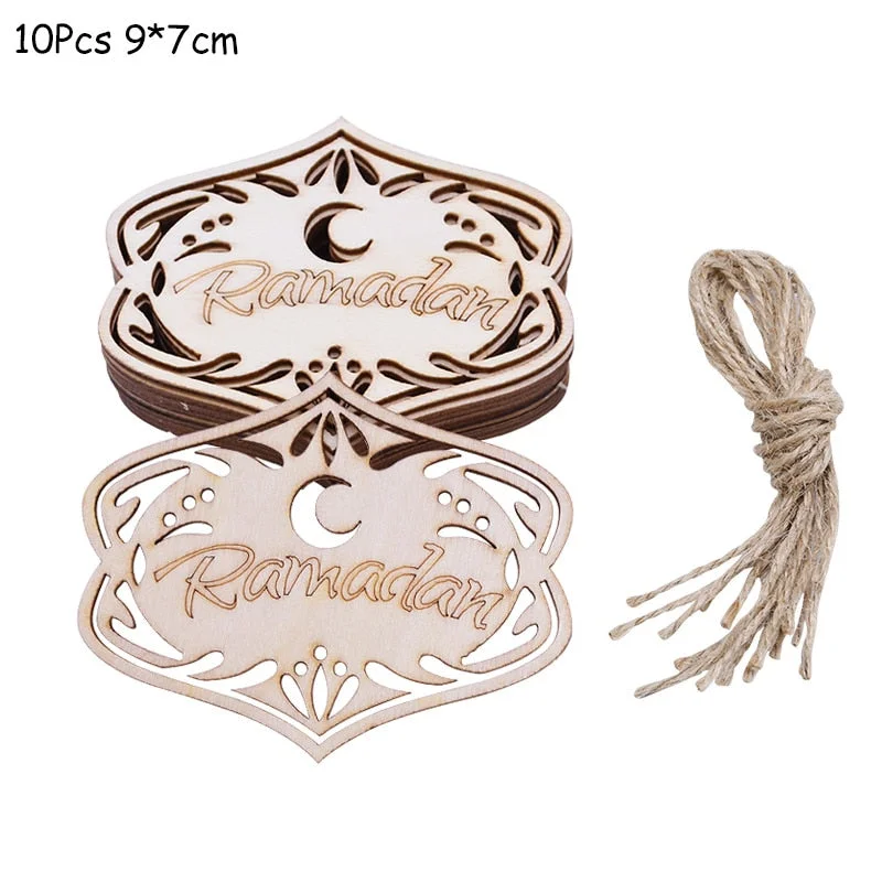 Wooden EID Mubarak Decoration Ramadan Mubarak Ornaments Islamic Muslim Pendant Eid Al Adha Party Supplies Ramadan Kareem Gifts