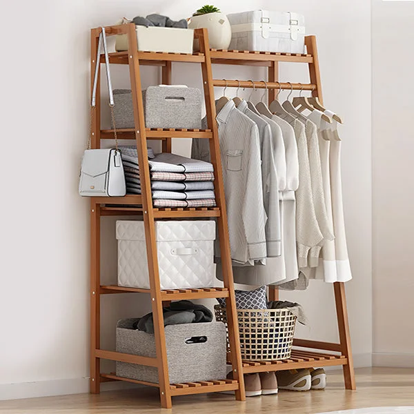 Large Capacity Multifunctional Storage Bamboo Coat Rack