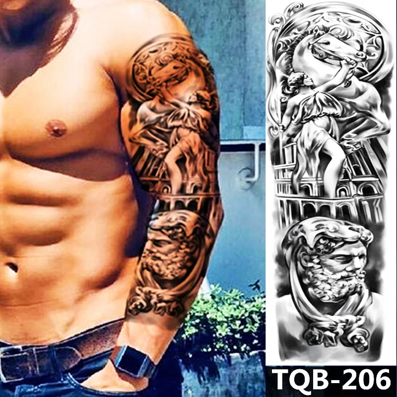 Waterproof Temporary Tattoo Sticker Totem Mechanical Full Arm Large Size Sleeve Tatoo Fake Tatto Flash Tattoos For Men Women