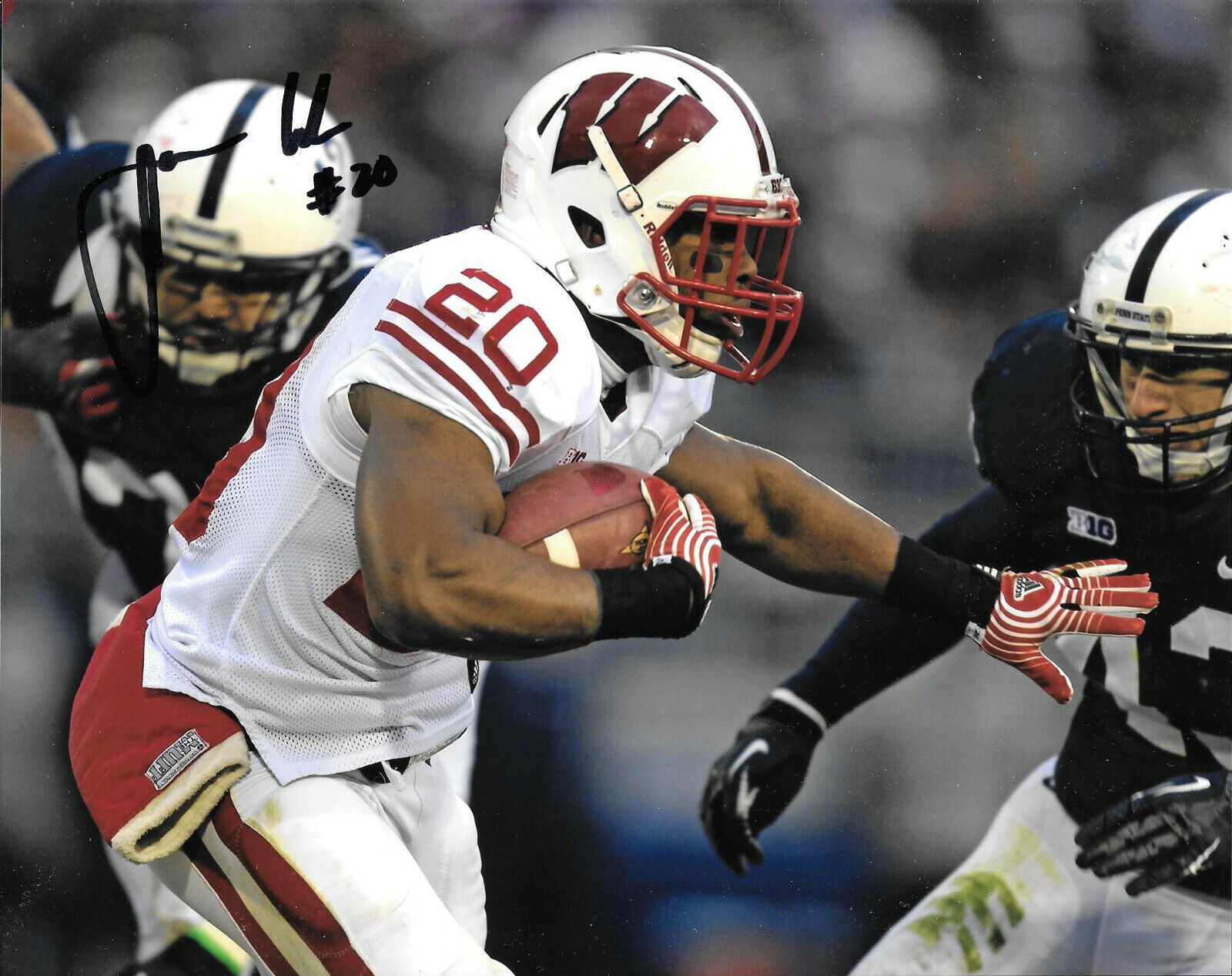 NEW ENGLAND PATRIOTS JAMES WHITE HAND SIGNED WISCONSIN BADGERS 8X10 Photo Poster painting W/COA