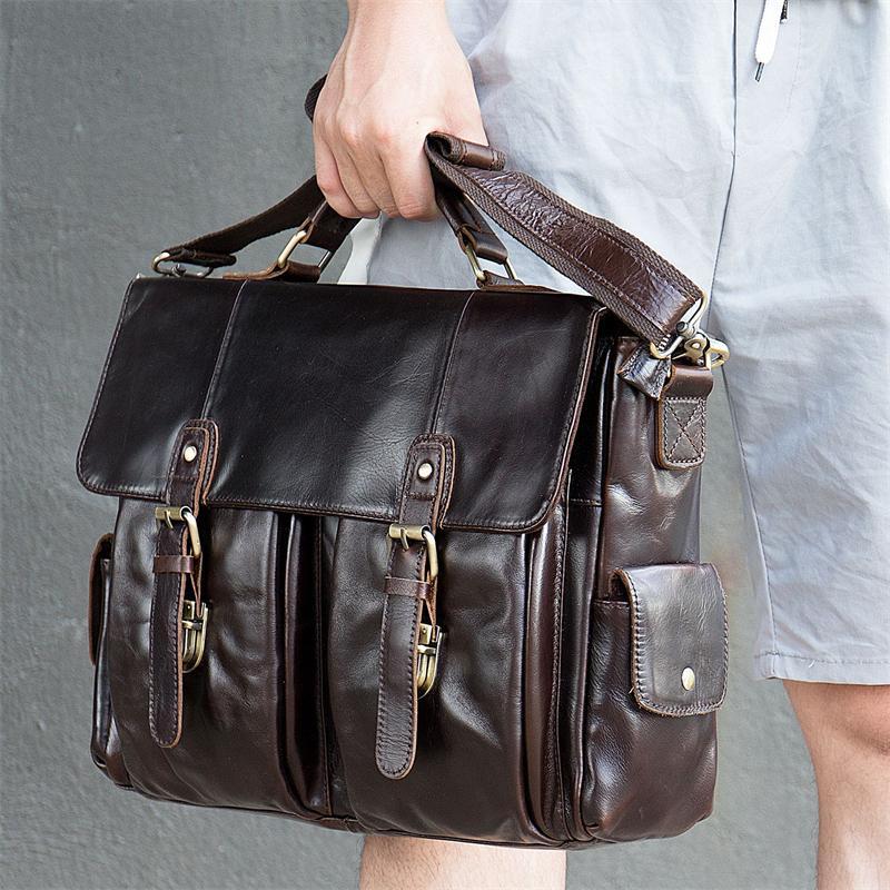 Men's Business Handbag Retro Leather Flip Type Crossbody Bag