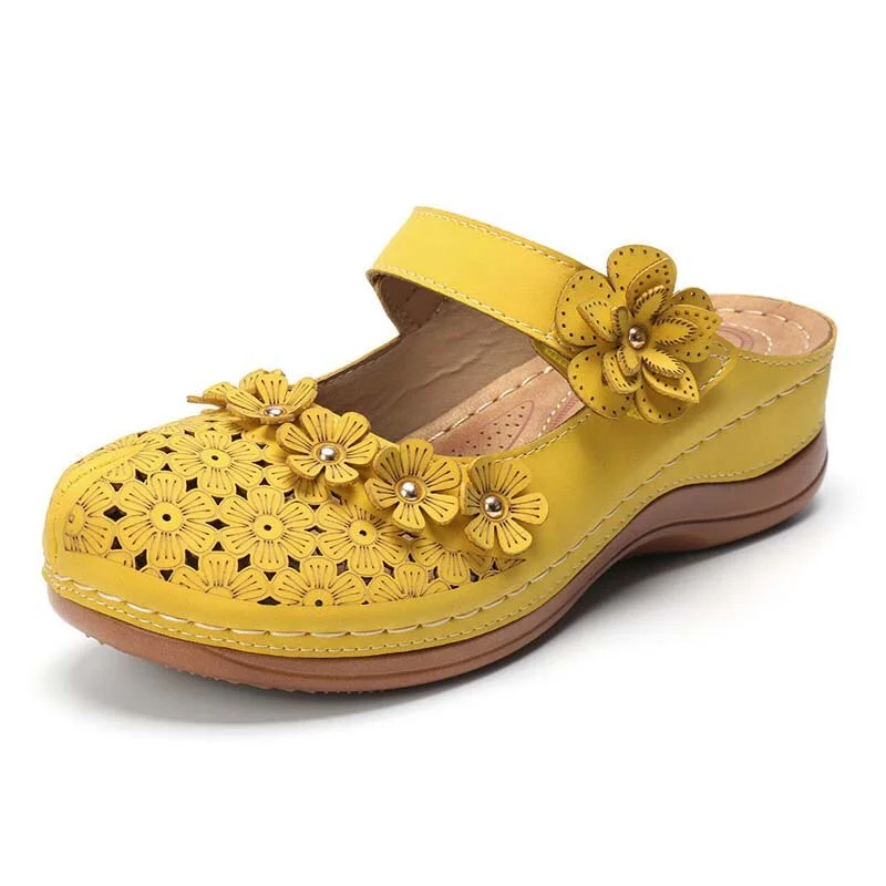 Women Sandals Slip On Summer Sandals For Women Wedges Shoes Retro Heels Sandals Flowers Platform Summer Shoes Sandalias Mujer