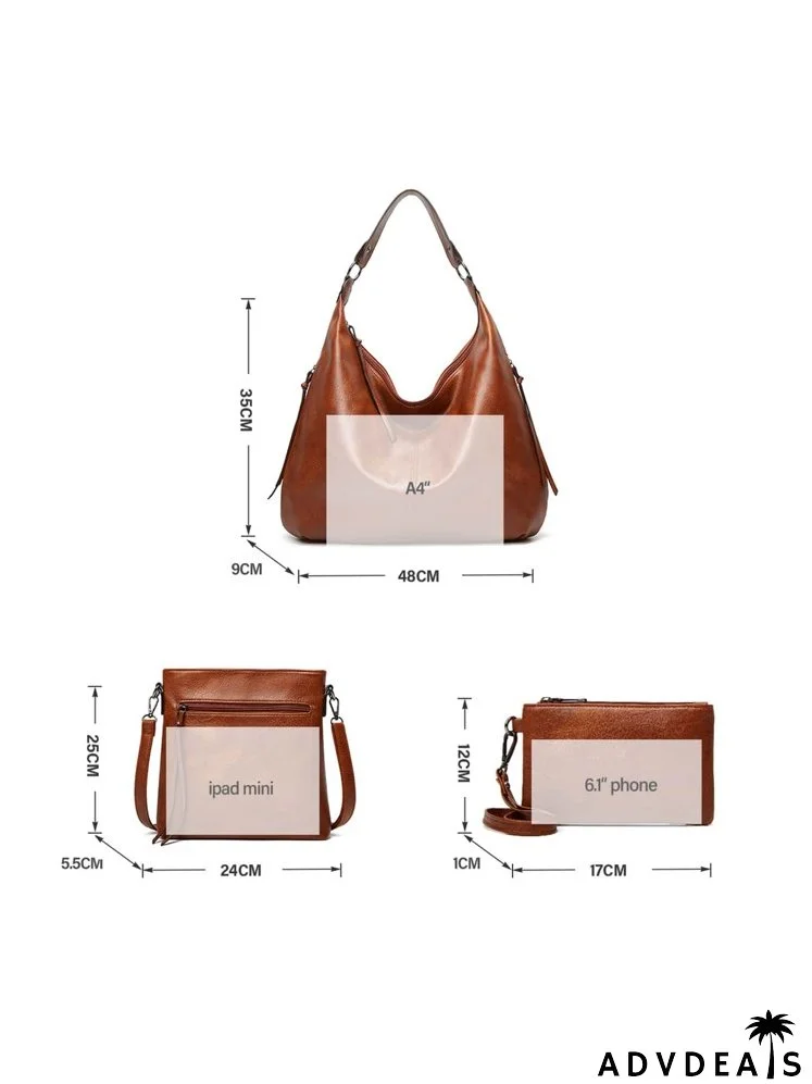 3pcs Textured Shoulder Bag Set