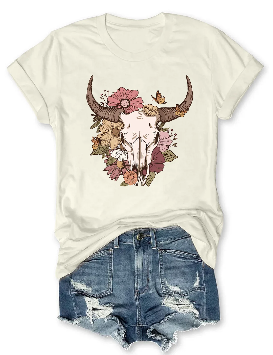 Boho Cow Skull T-shirt