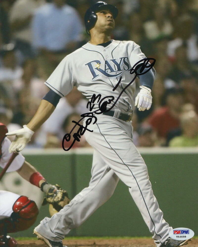 CARLOS PENA SIGNED AUTOGRAPH 8x10 Photo Poster painting - TAMPA BAY RAYS ALL-STAR, TIGERS, PSA B