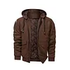 Men's Lined Plush Hooded Leather Jacket