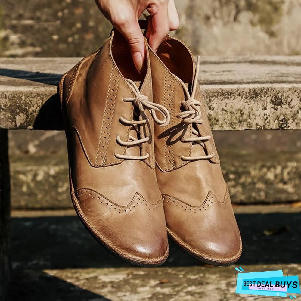 Men's Casual Soft Leather Lace Up Handcrafted Boots