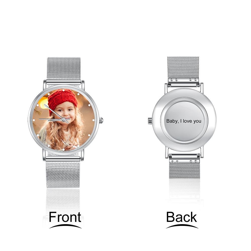 Montre Personnalisée Photo avec Gravure du prénom ou Message Bracelet