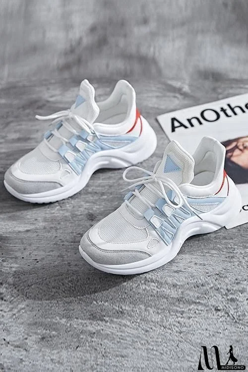 MidiSono - Chunky Mesh Two Tone Lace Up Sneakers