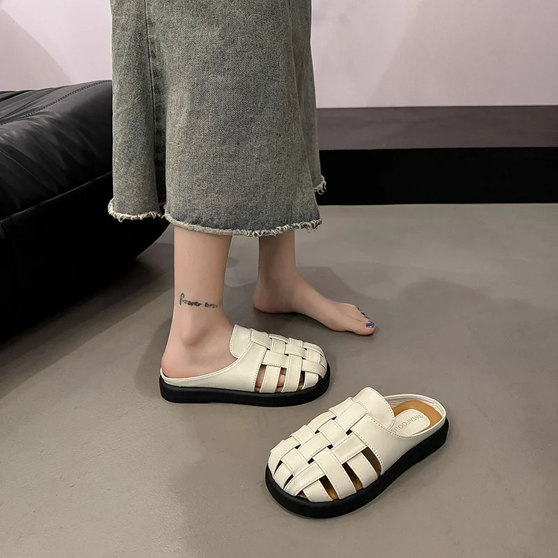 Yyvonne Soft French Gentle Breathable Sandals Women In Summer Wearing Thick Bottom Beach Bag Head Slippers