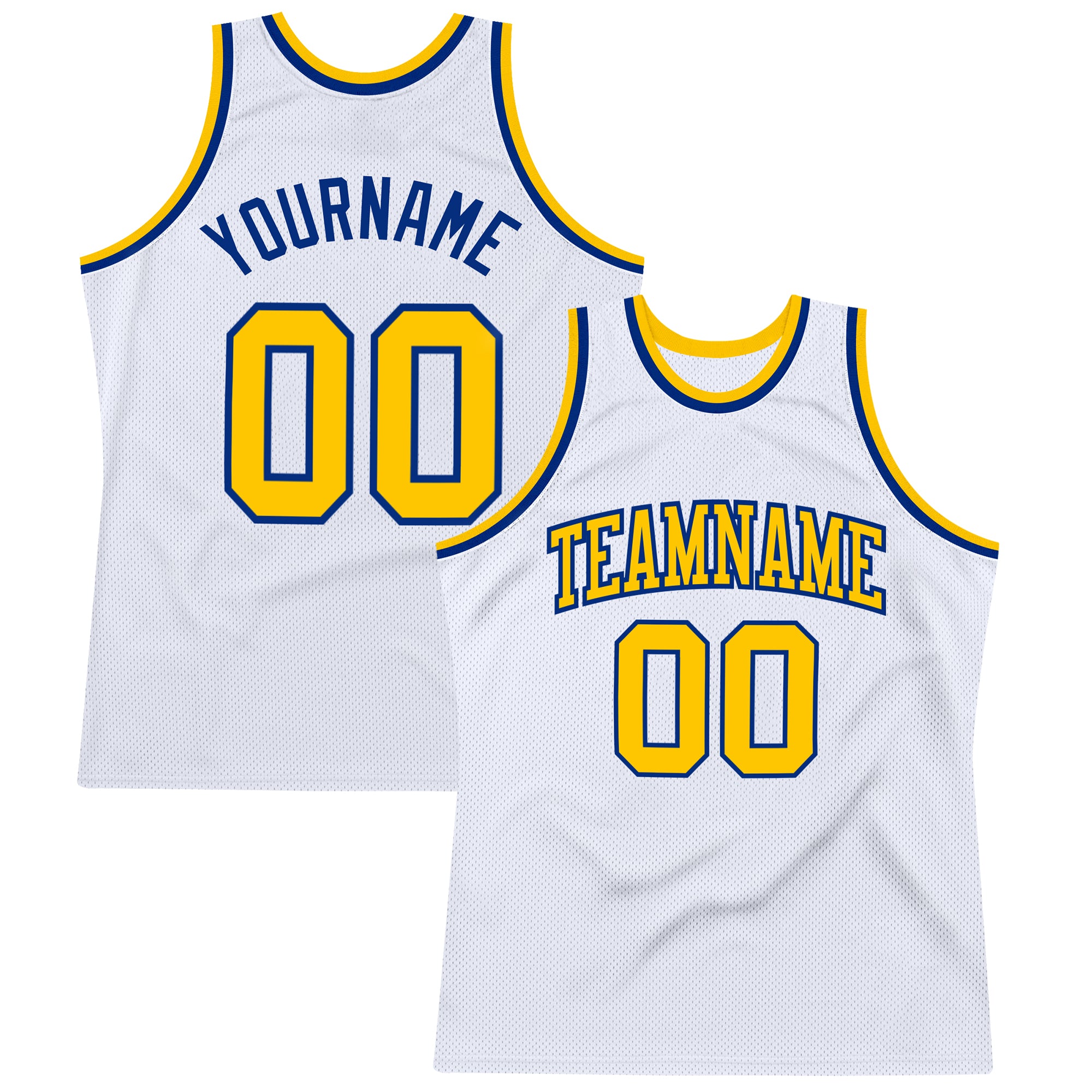 Custom White Gold-Royal Authentic Throwback Basketball Jersey | captainssportss.com