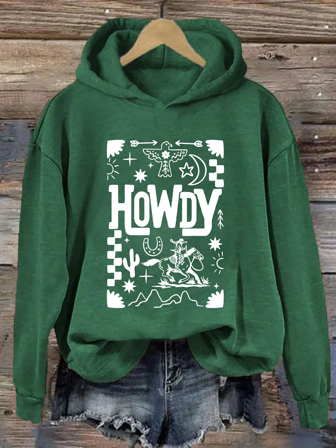 Howdy Cowboy Retro Floral Western Hoodie